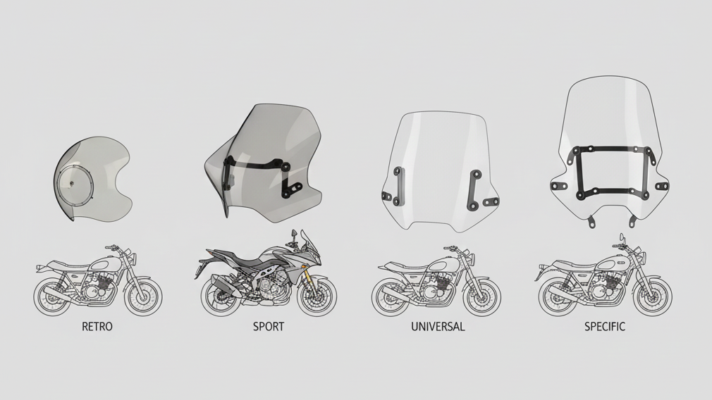 Diferentes tipos de cúpulas retro sport universales y específicas para motos.